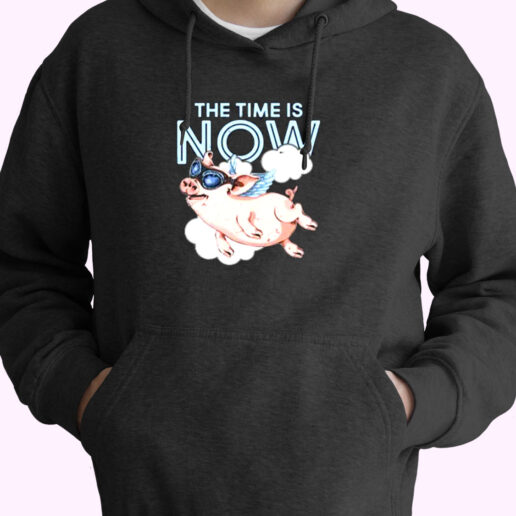 The Time Is Now Flying Pig Essential Hoodie