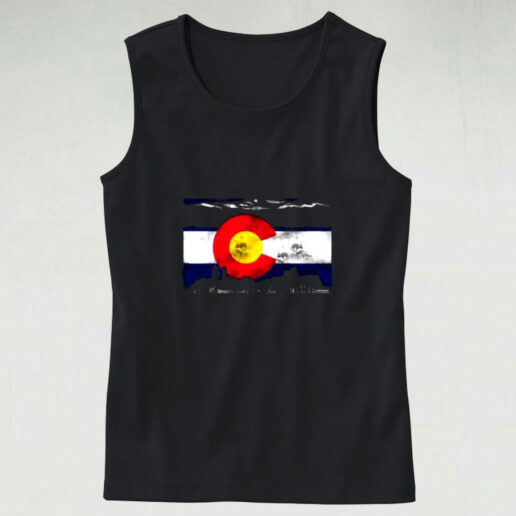 Vintage Colorado Skyline Flag Graphic Tank Top