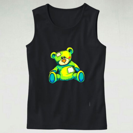 Vintage Torn Colorful Teddy Bear Graphic Tank Top