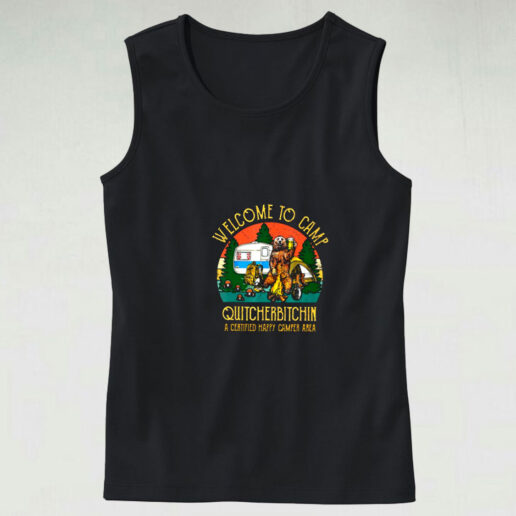 Welcome To Camp Quitcherbitchin A Certified Bear Drinks Beer Graphic Tank Top