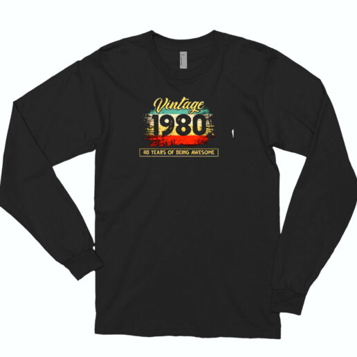 40th Birthday Vintage 1980 40 Years Essential Long Sleeve Shirt