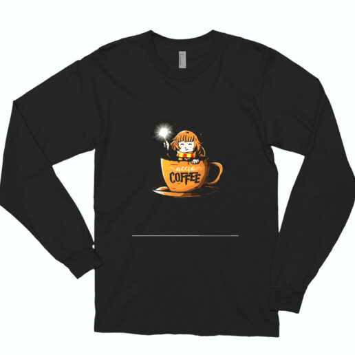 Accio Coffee Cute Wizard In A Coffee Cup Harry Potter Essential Long Sleeve Shirt
