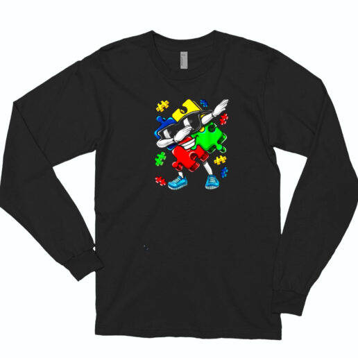 Autism Awareness Dabbing Puzzle Piece Essential Long Sleeve Shirt