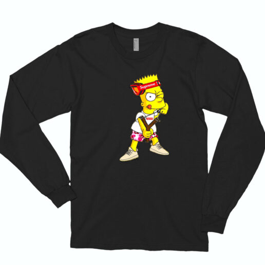 Bart Simpson Spinning Supreme Essential Long Sleeve Shirt