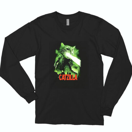 Catzilla Funny Cat Parody Essential Long Sleeve Shirt