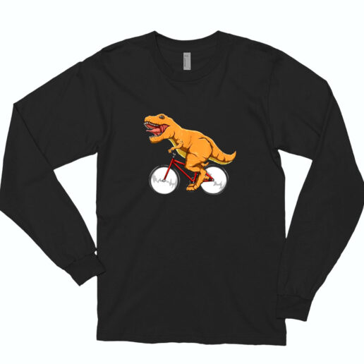 Cycling Dinosaur T Rex Riding Road Bike Mtb Essential Long Sleeve Shirt