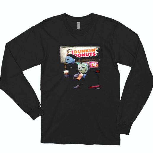 Drink Dunkin’ Donuts Michael Myers And Jason Voorhees Essential Long Sleeve Shirt