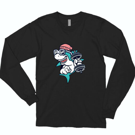 Gym Shark Cartoon Essential Long Sleeve Shirt