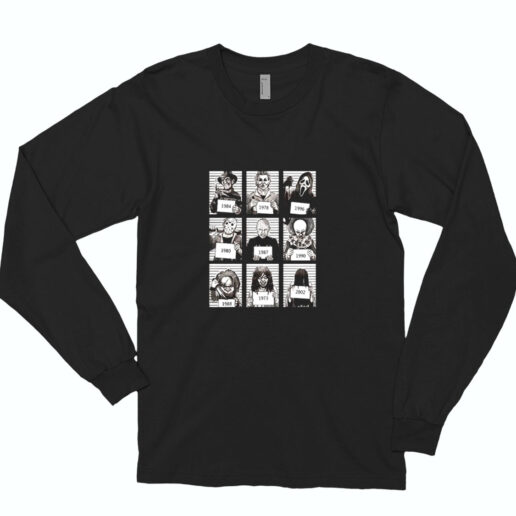 Horror Movies Killers Mugshot Year Of Appearance Essential Long Sleeve Shirt