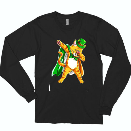 Leprechaun Dabbing Cat Essential Long Sleeve Shirt