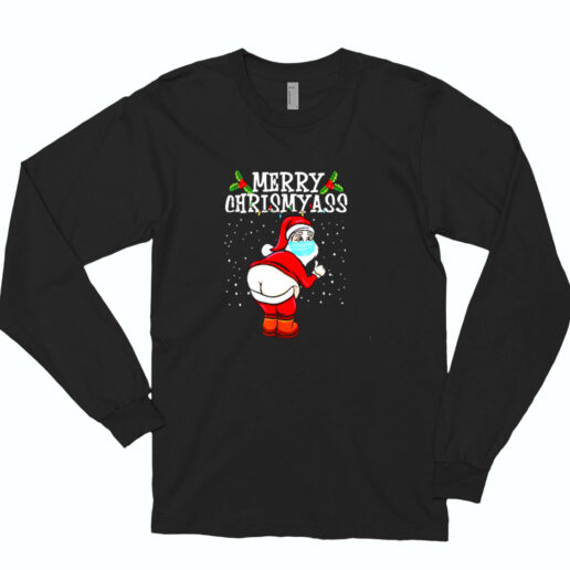 Merry Christmas 2020 Quarantine Santa Face Maskchristmas Essential Long Sleeve Shirt