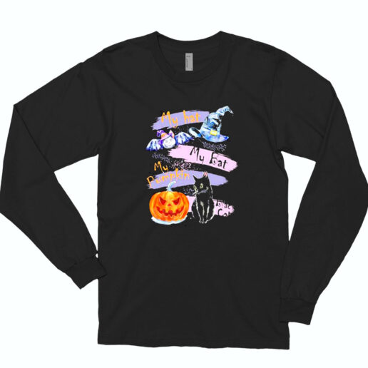 Pumpkin Black Cat Halloween Essential Long Sleeve Shirt