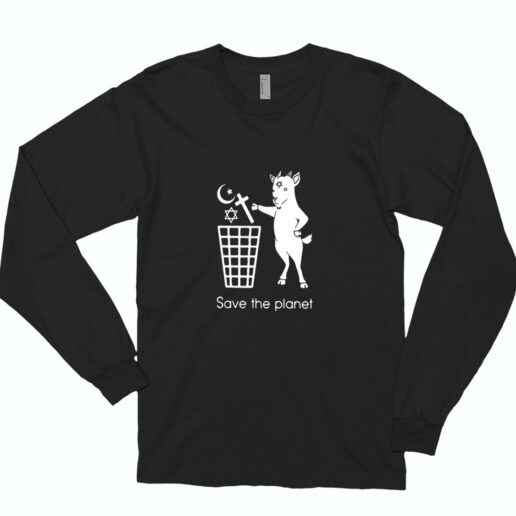 The Satan Goat Save The Planet Essential Long Sleeve Shirt